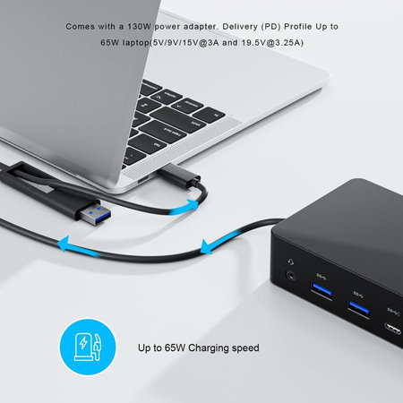 Dell D6000 - Dockingstation (USB-C) + 130W Adapter Refurbished