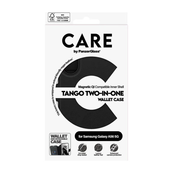 Hülle Wallet Tango Two-In-One für Samsung A56 5G, schwarz, PanzerGlass