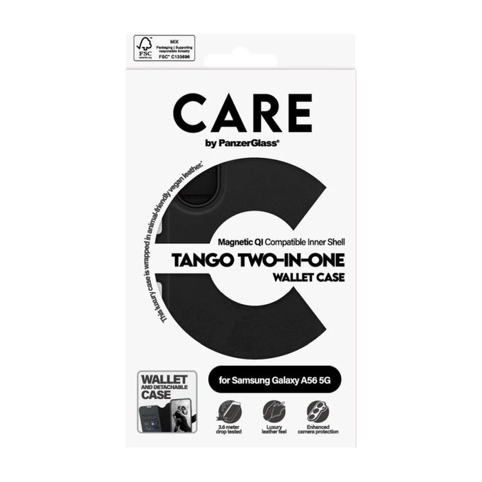 Hülle Wallet Tango Two-In-One für Samsung A56 5G, schwarz, PanzerGlass