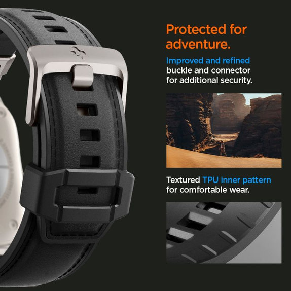 Spigen - Armband Durapro Armor PU für Apple Watch (42, 44, 45, 49mm), schwarz