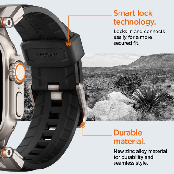 Spigen - Armband Durapro Armor PU für Apple Watch (42, 44, 45, 49mm), schwarz