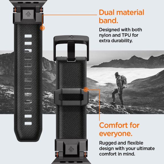 Spigen - Armband Durapro Armor für Apple Watch (42, 44, 45, 49mm), Black Edition