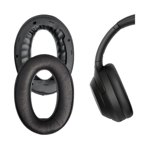 Ersatz-Ohrpolster für Sony WH-1000XM4, Memory-Schaumstoff + PU-Leder, Schwarz, 1 Paar
