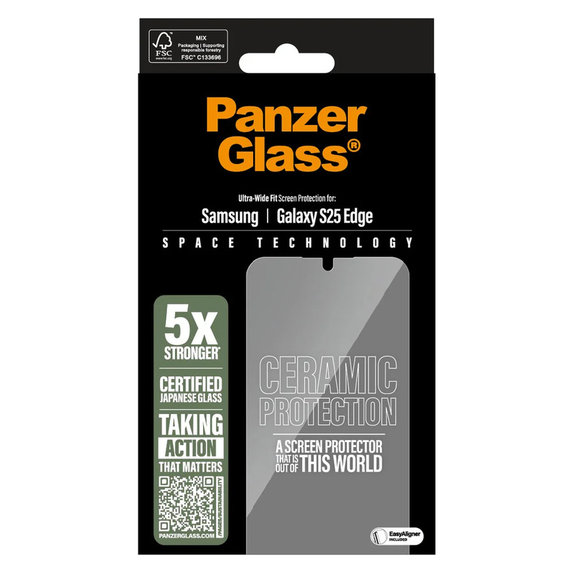 Panzerglas UWF Ceramic mit Applikator für Samsung Galaxy S25 Edge, Klar, PanzerGlass