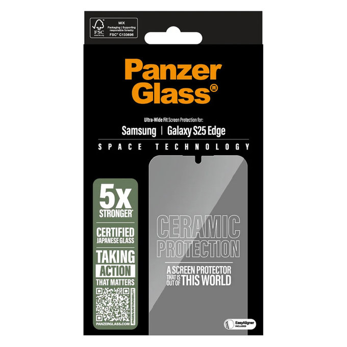 Panzerglas UWF Ceramic mit Applikator für Samsung Galaxy S25 Edge, Klar, PanzerGlass