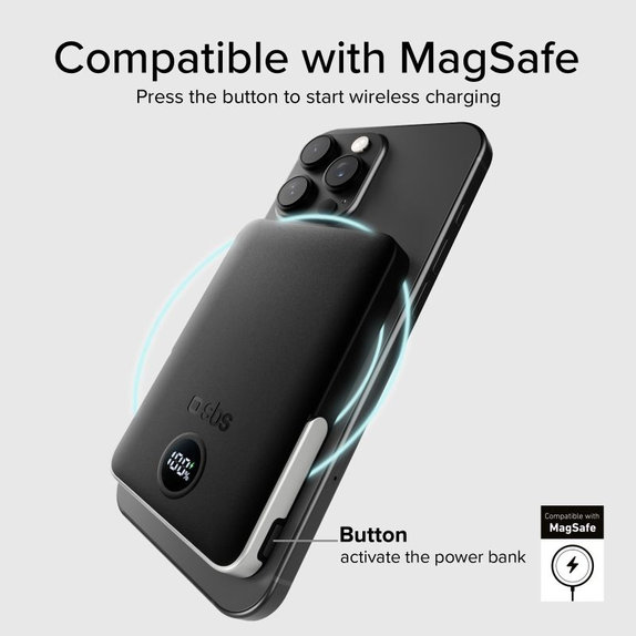 SBS - PowerBank 5000mAh, 20W, Power Delivery, Mag Stand, schwarz