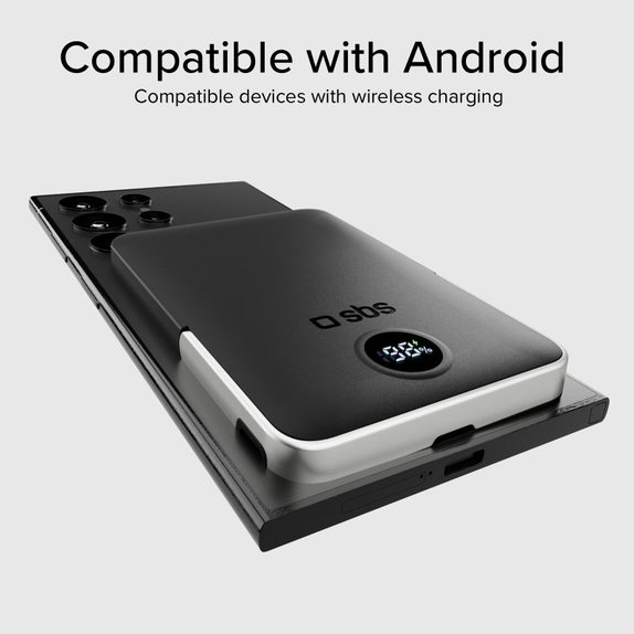 SBS - PowerBank 5000mAh, 20W, Power Delivery, Mag Stand, schwarz