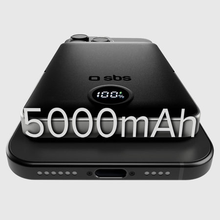 SBS - PowerBank 5000mAh, 20W, Power Delivery, Mag Stand, schwarz