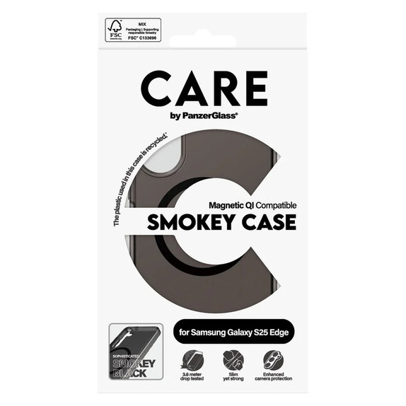 Hülle Smokey mit schwarzem QI für Samsung Galaxy S25 Edge, Schwarz, PanzerGlass