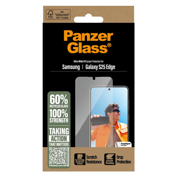 Panzerglas UWF mit Applikator für Samsung Galaxy S25 Edge, Klar, PanzerGlass