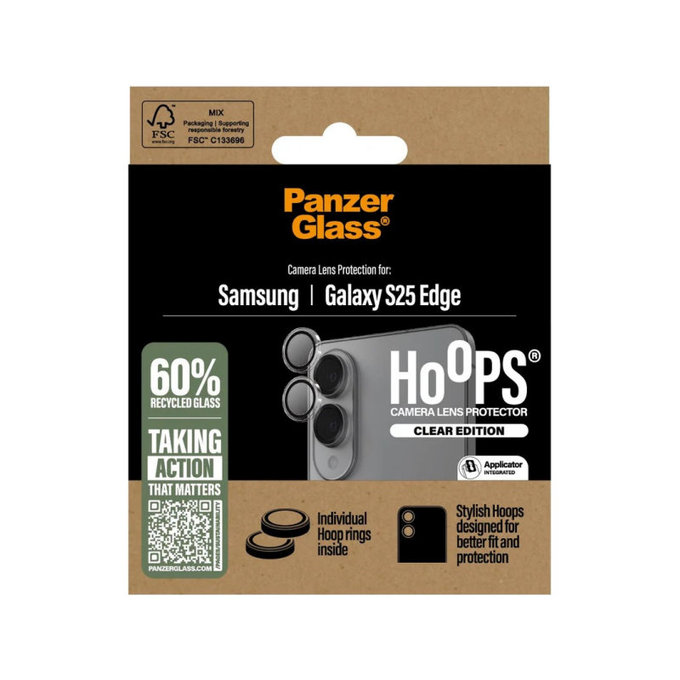 Kameralinsenschutz Hoops für Samsung S25 Edge, Transparent, PanzerGlass