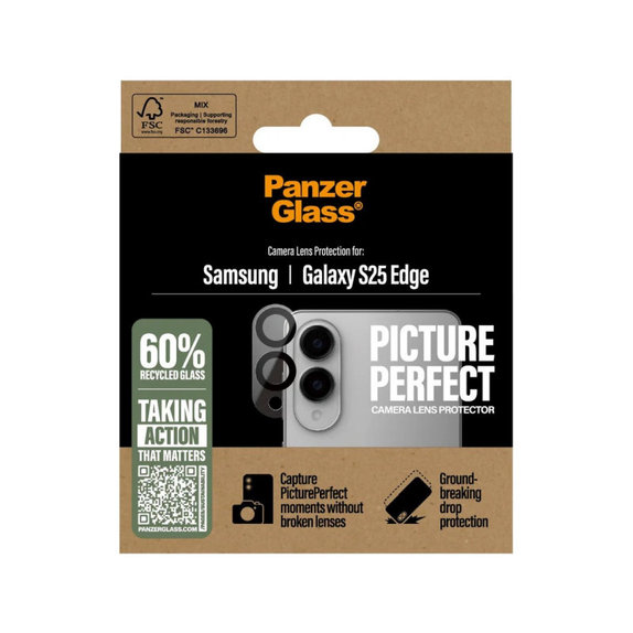 Kameralinsenschutz PicturePerfect für Samsung S25 Edge, Schwarz, PanzerGlass