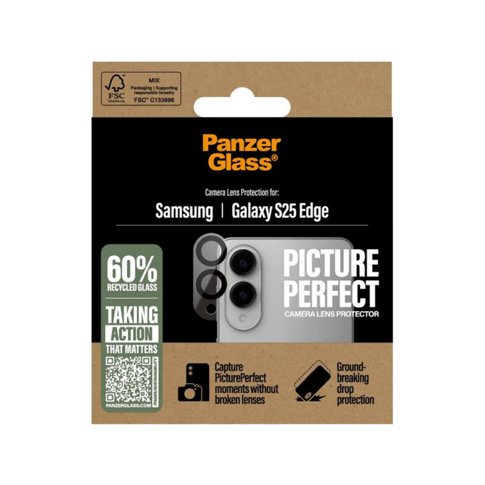 Kameralinsenschutz PicturePerfect für Samsung S25 Edge, Schwarz, PanzerGlass