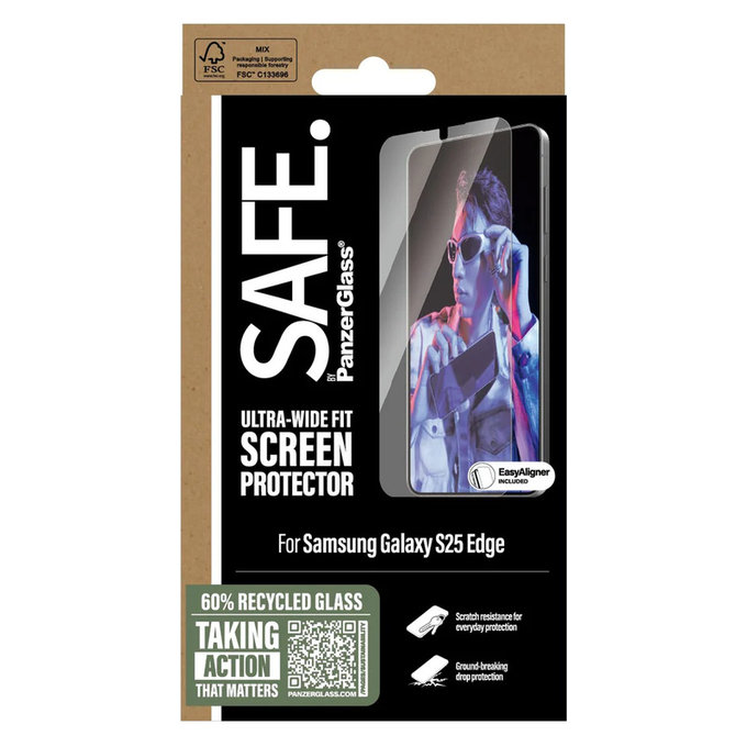 Panzerglas UWF mit Applikator für Samsung Galaxy S25 Edge, Klar, SAFE by PanzerGlass
