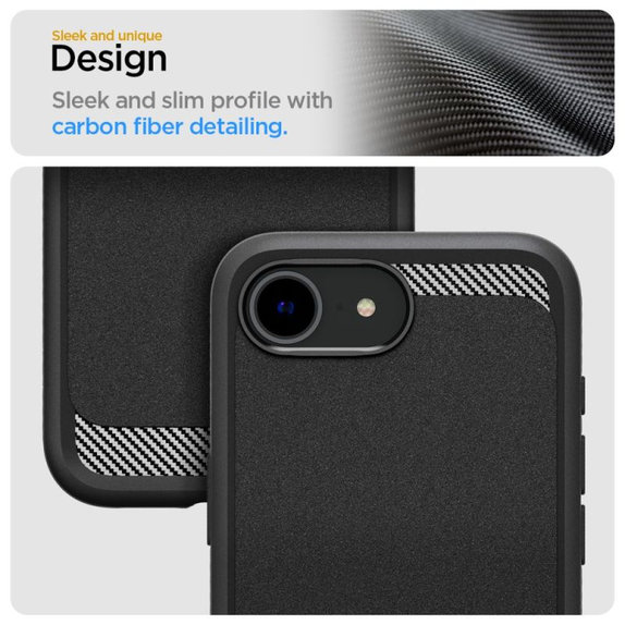 Spigen - Hülle Rugged Armor MagSafe für iPhone 16e, Matte Black