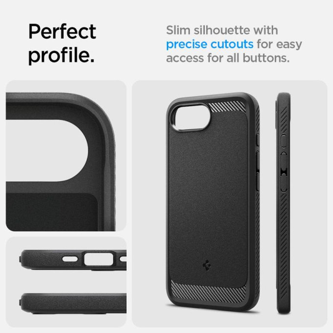 Spigen - Hülle Rugged Armor MagSafe für iPhone 16e, Matte Black
