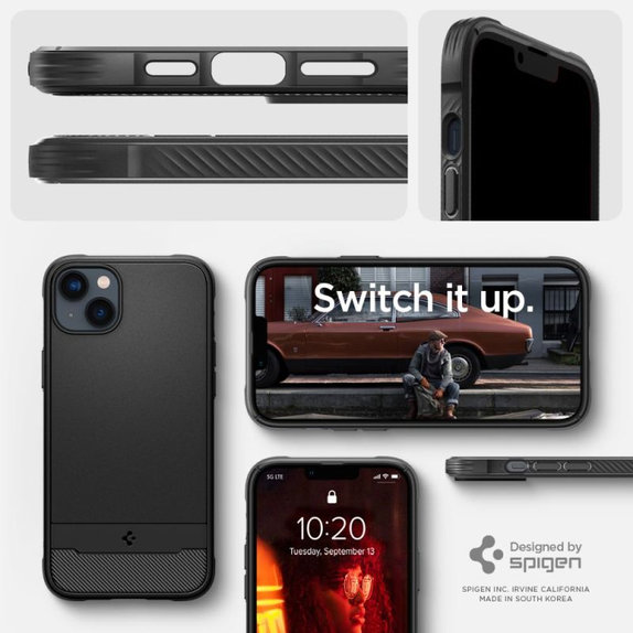 Spigen - Hülle Rugged Armor MagSafe für iPhone 14, Matte Black