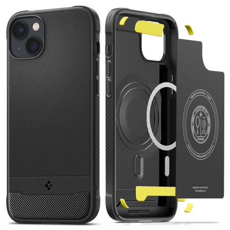 Spigen - Hülle Rugged Armor MagSafe für iPhone 14, Matte Black