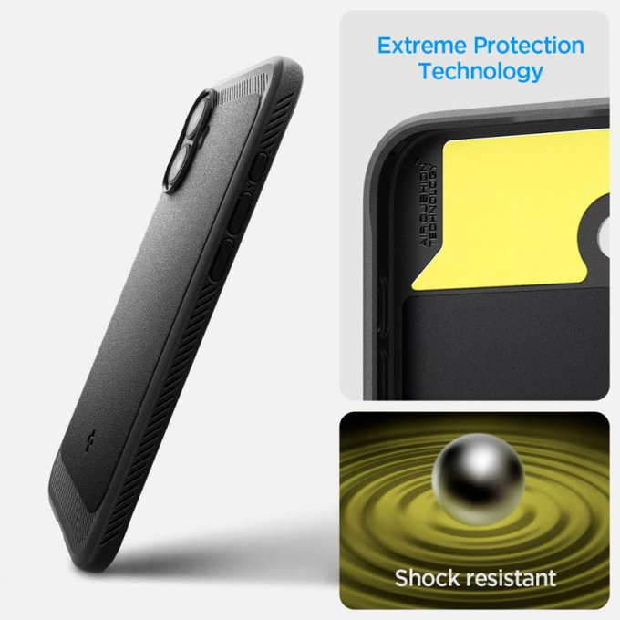 Spigen - Hülle Rugged Armor MagSafe für iPhone 16, Matte Black