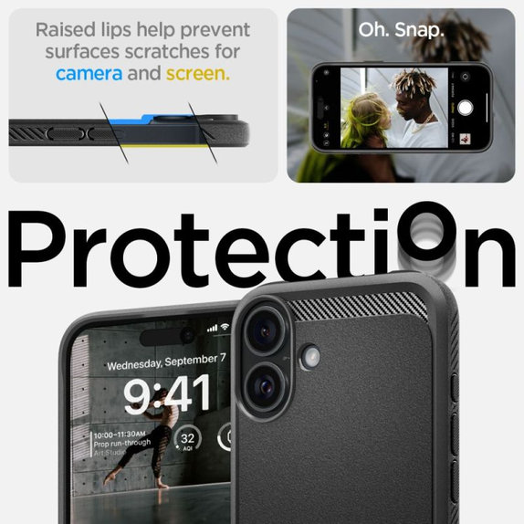 Spigen - Hülle Rugged Armor MagSafe für iPhone 16, Matte Black