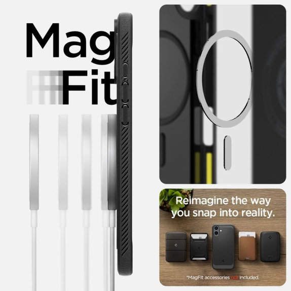 Spigen - Hülle Rugged Armor MagSafe für iPhone 16, Matte Black