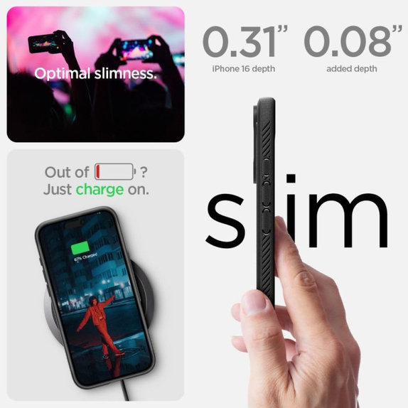 Spigen - Hülle Rugged Armor MagSafe für iPhone 16, Matte Black