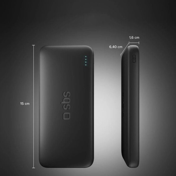 SBS - PowerBank 10000mAh, 10W, Infinity, LiFePO4, USB-C/USB-A, schwarz