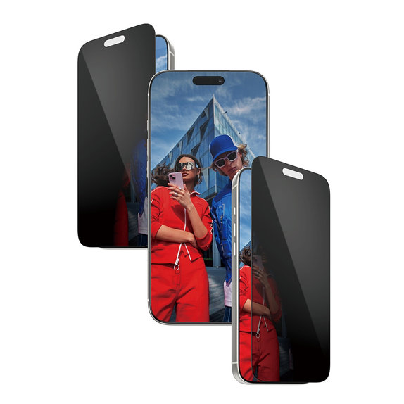 UWF 2-Way Privacy Panzerglas mit Fastfit für iPhone 17 Pro Max, Schwarz, PanzerGlass