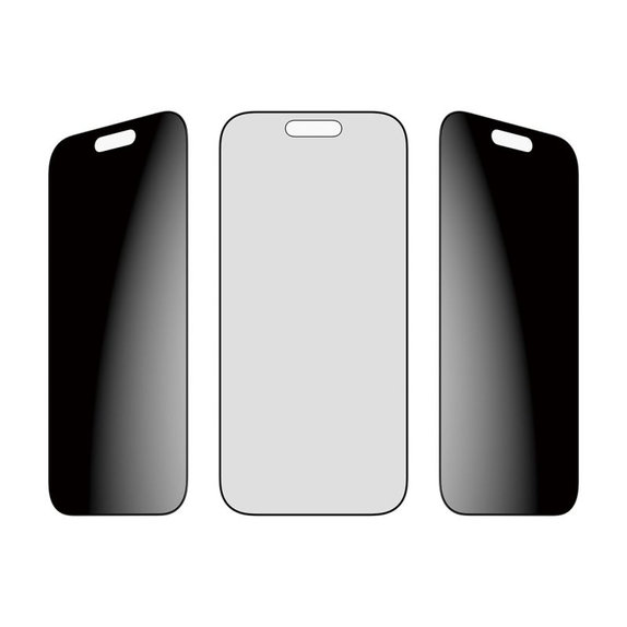 UWF 2-Way Privacy Panzerglas mit Fastfit für iPhone 17/16 Pro, Schwarz, PanzerGlass