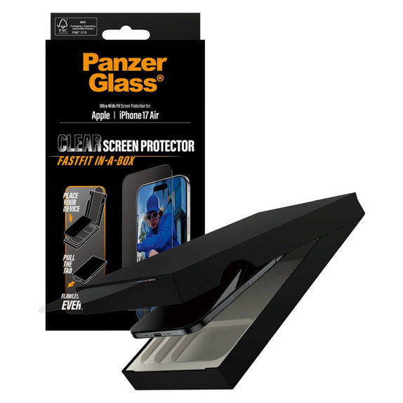 Schutzglas UWF mit Fastfit für iPhone 17 Air, Schwarz, PanzerGlass
