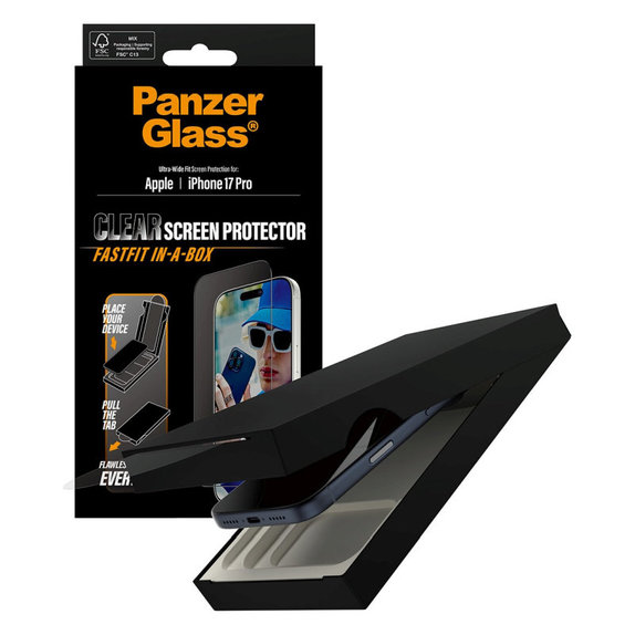 UWF Panzerglas mit Fastfit für iPhone 17 Pro, Schwarz, PanzerGlass