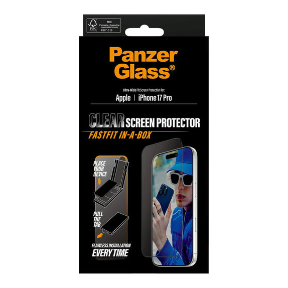 UWF Panzerglas mit Fastfit für iPhone 17 Pro, Schwarz, PanzerGlass