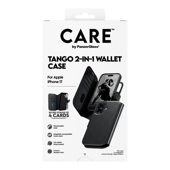 Wallet Tango Two-In-One Hülle mit MagSafe für iPhone 17, Schwarz, CARE
