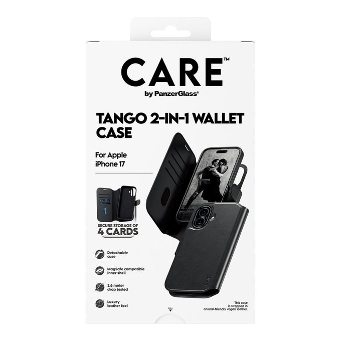 Wallet Tango Two-In-One Hülle mit MagSafe für iPhone 17, Schwarz, CARE