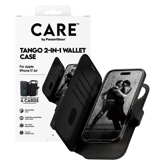 Hülle Wallet Tango Two-In-One mit MagSAFE by PanzerGlass für iPhone Air, Schwarz, PanzerGlass