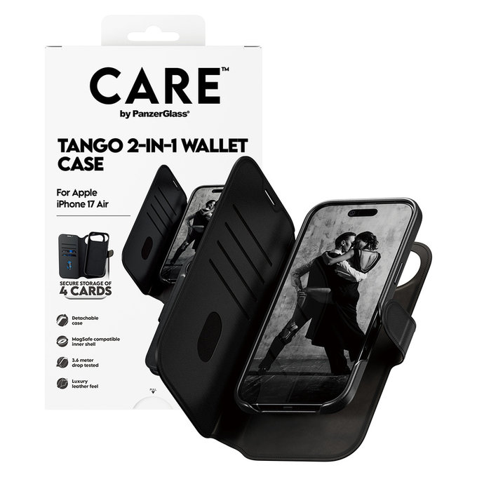 Hülle Wallet Tango Two-In-One mit MagSAFE by PanzerGlass für iPhone Air, Schwarz, PanzerGlass