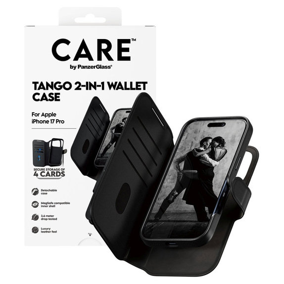 Wallet Tango Two-In-One Hülle mit MagSafe für iPhone 17 Pro, Schwarz, CARE