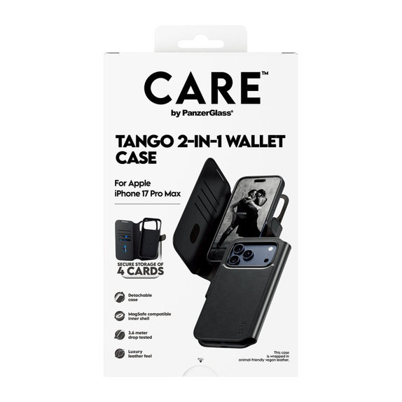 Hülle Wallet Tango Two-In-One mit MagSafe für iPhone 17 Pro Max, schwarz, PanzerGlass