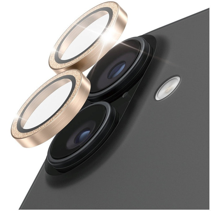 Kameralinsenschutz Hoops für iPhone 17/16 Plus/16, Glitter Gold, PanzerGlass