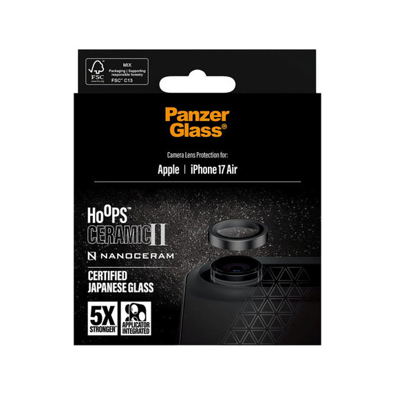 Kameralinsenschutz Hoops Ceramic II für iPhone 17 Air, Schwarz, PanzerGlass