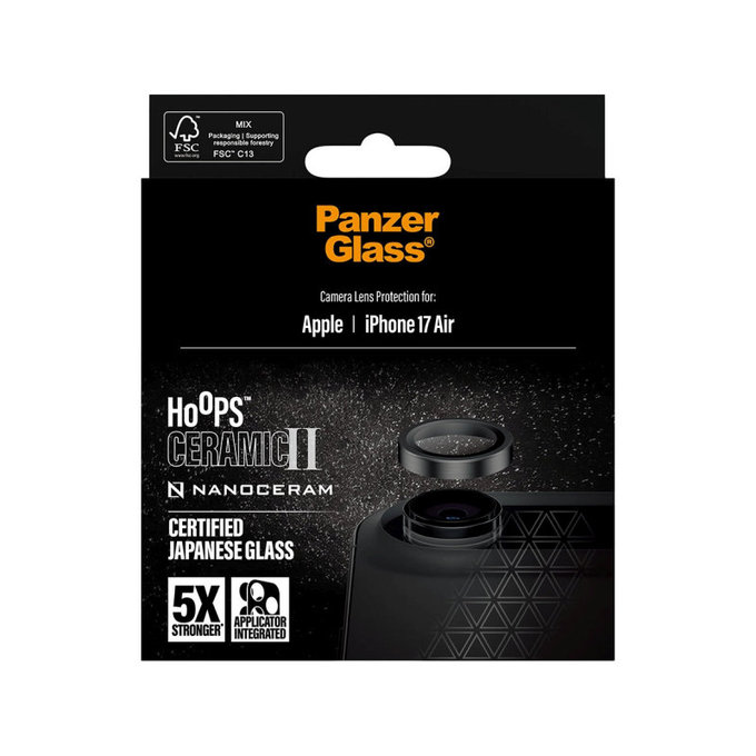 Kameralinsenschutz Hoops Ceramic II für iPhone 17 Air, Schwarz, PanzerGlass