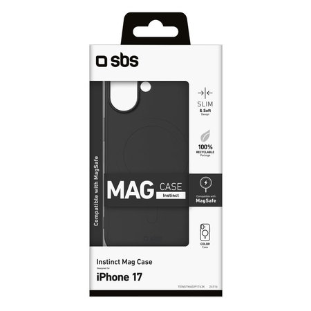 SBS - Instinct Mag Case kompatibel mit MagSafe für iPhone 17, Schwarz