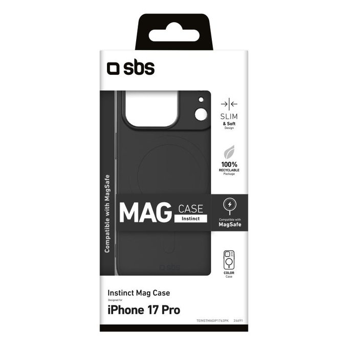 SBS - Instinct Mag Case kompatibel mit MagSafe für iPhone 17 Pro, Schwarz