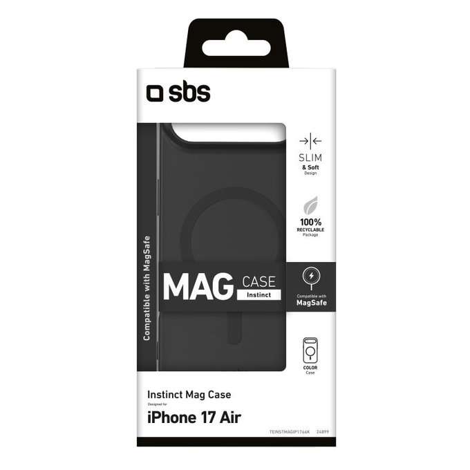 SBS - Instinct Mag Case kompatibel mit MagSafe für iPhone 17 Air, Schwarz