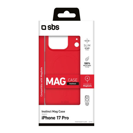 SBS - Instinct Mag Case kompatibel mit MagSafe für iPhone 17 Pro, rot