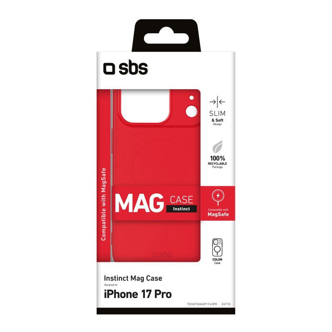 SBS - Instinct Mag Case kompatibel mit MagSafe für iPhone 17 Pro, rot
