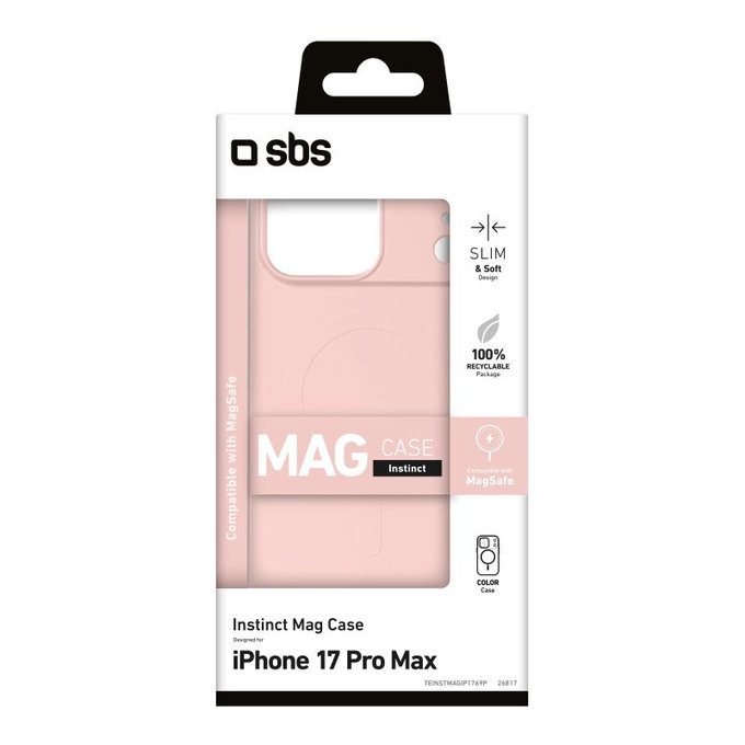SBS - Instinct Mag Case kompatibel mit MagSafe für iPhone 17 Pro Max, rosa