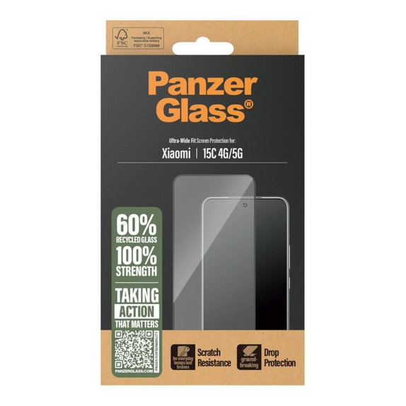 UWF Panzerglas für Xiaomi 15C/15C 5G, Schwarz, PanzerGlass