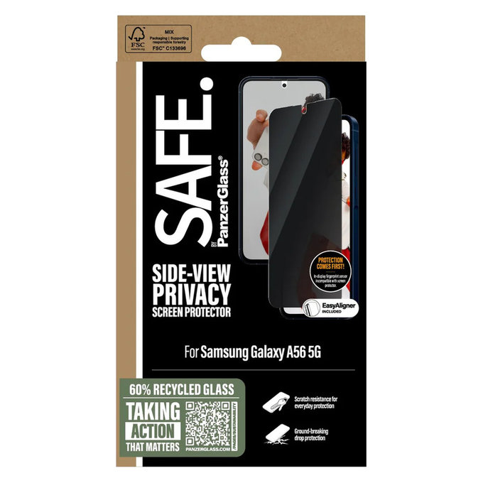 Panzerglas UWF Privacy für Samsung Galaxy A56 5G, Schwarz, SAFE by PanzerGlass