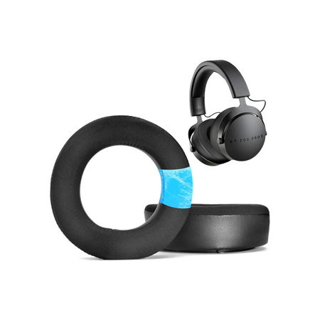 Ersatz-Ohrpolster für Beyerdynamic DT440, DT660, DT990 Pro, Memory-Schaumstoff + Leder + Textil + Kühlgel, Schwarz, 1 Paar